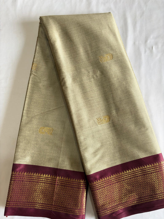 Greenish paithani with Maroon Border