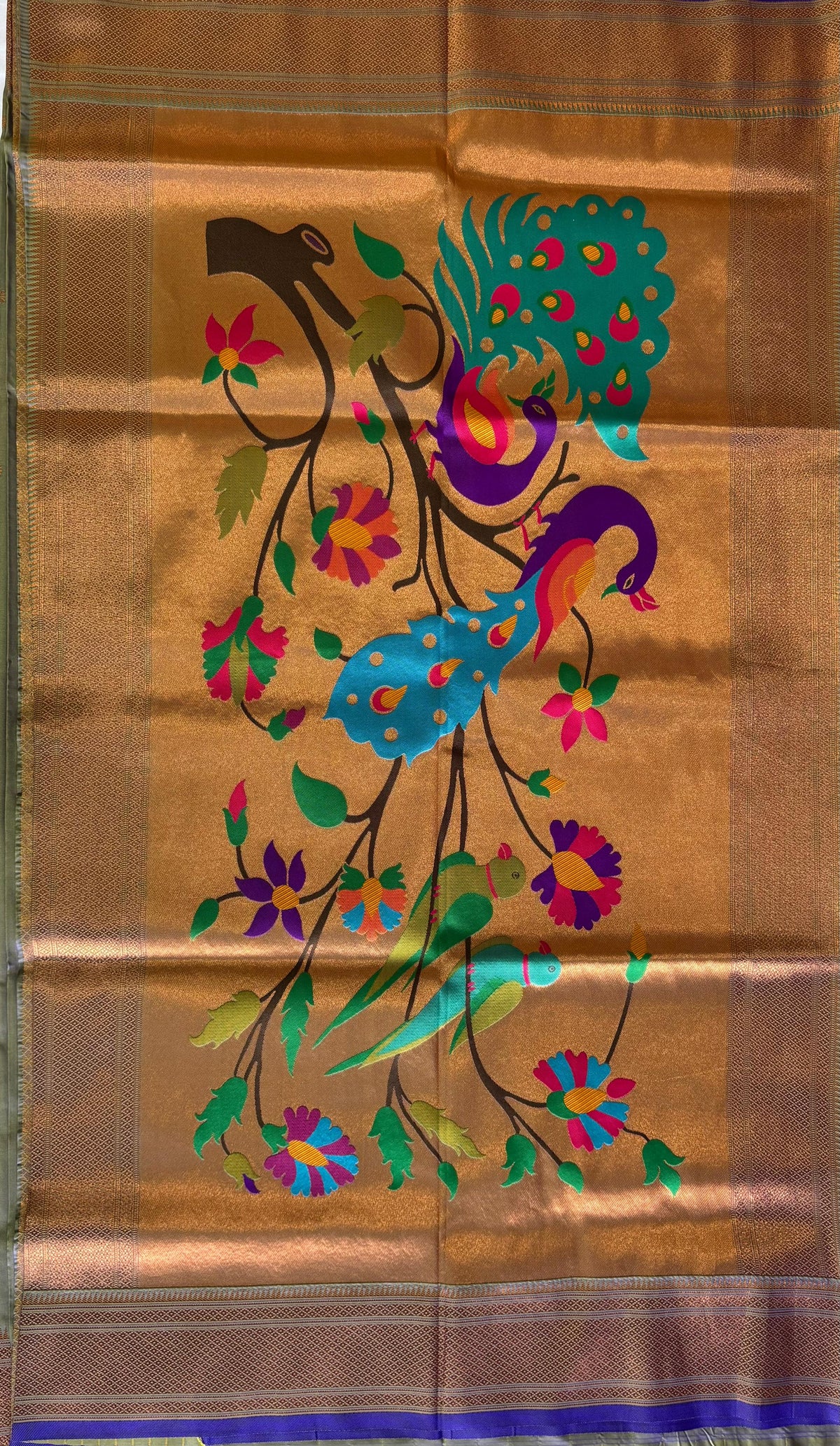 Golden Green Tone Paithani