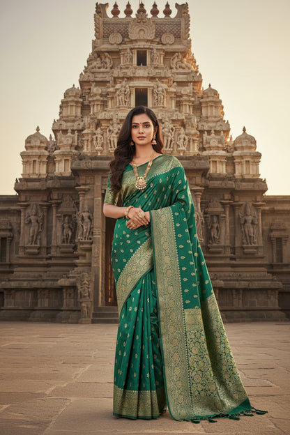 Banarasi green mashru silk saree