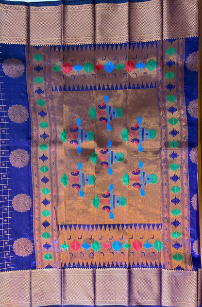 Blue colour Kalanjali Paithani