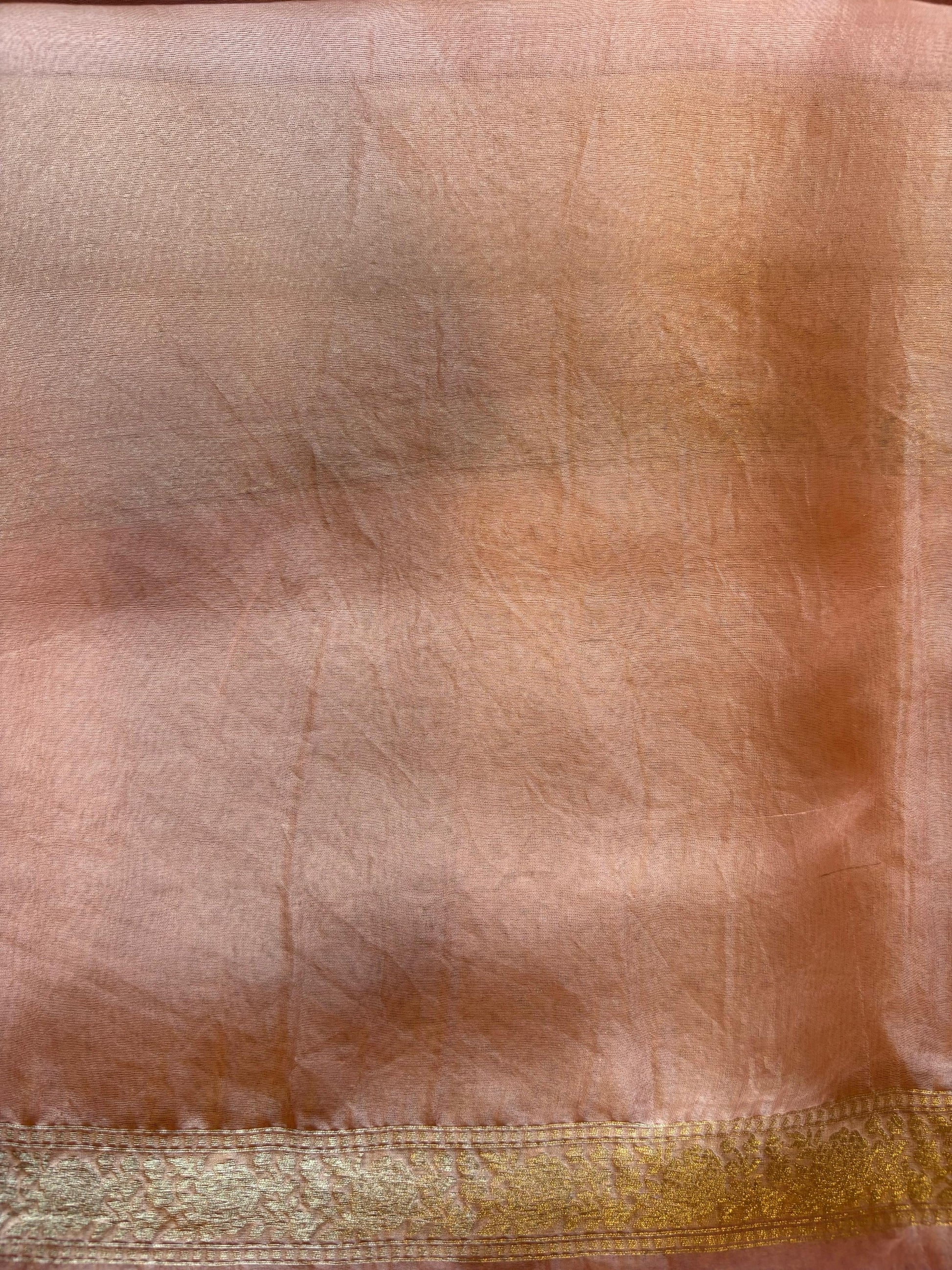 Banarasi lavendor color kora organza silk saree