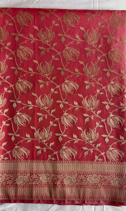 Banarasi light pink mashru silk saree