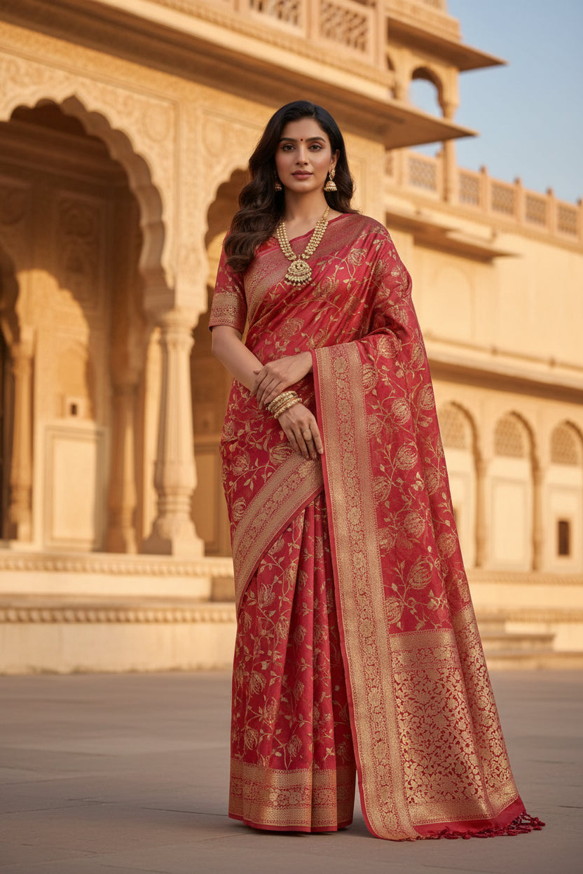 Banarasi light pink mashru silk saree