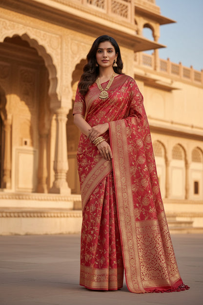 Banarasi light pink mashru silk saree