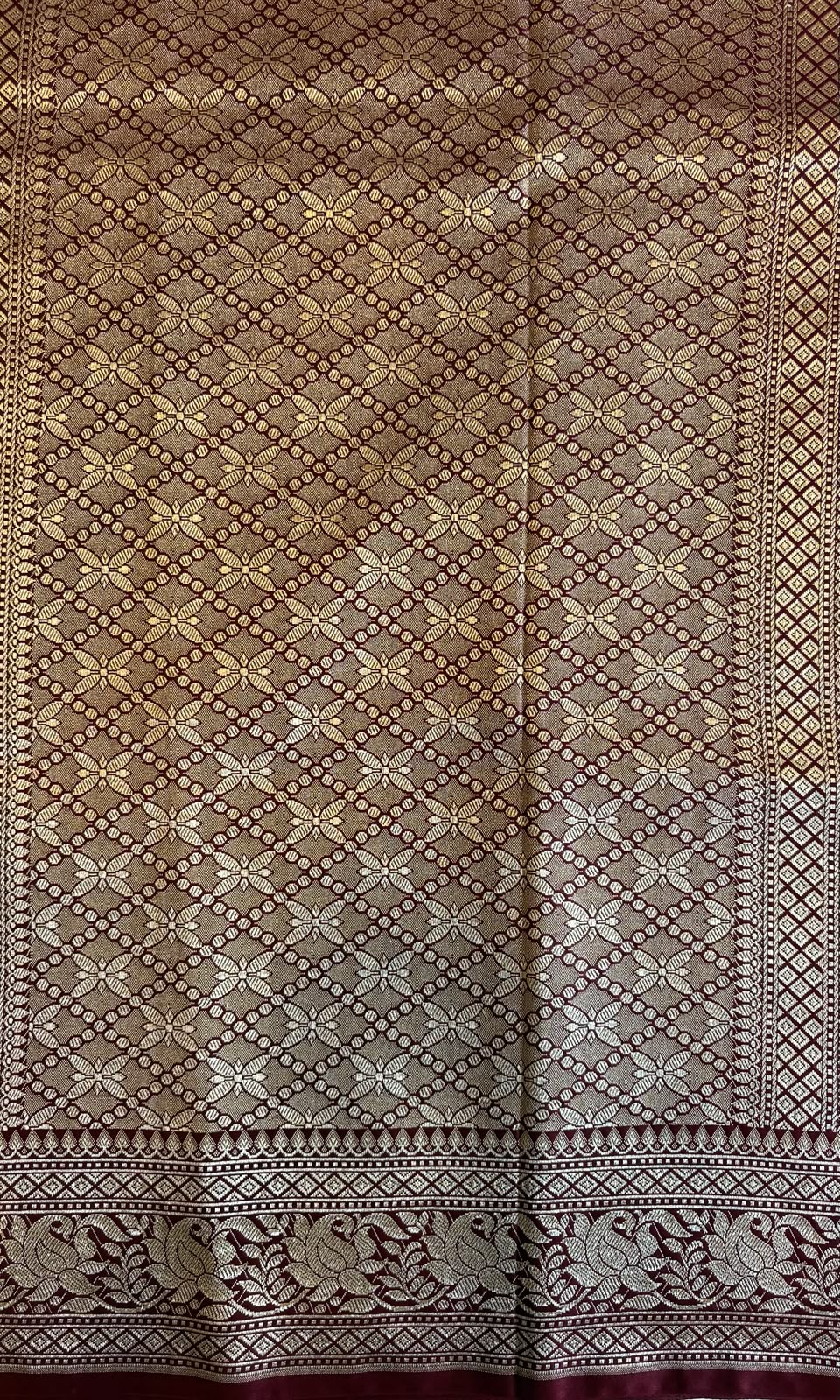 Banarsi maroon silk saree