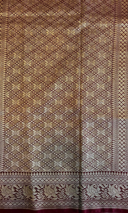 Banarsi maroon silk saree