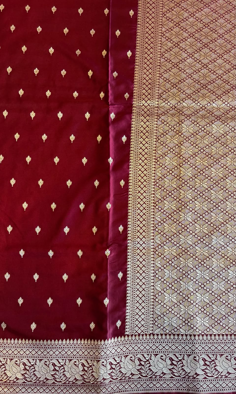 Banarsi maroon silk saree