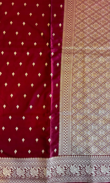 Banarsi maroon silk saree