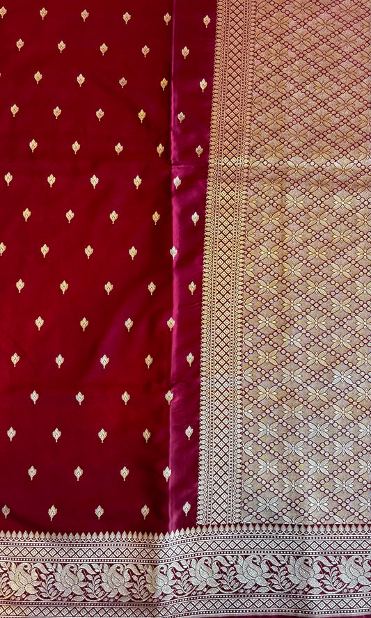 Banarsi maroon silk saree