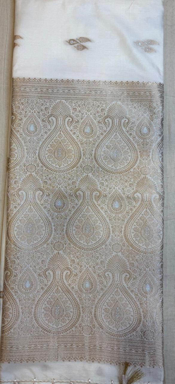 White silk saree