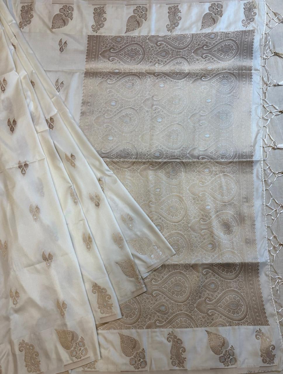 White silk saree