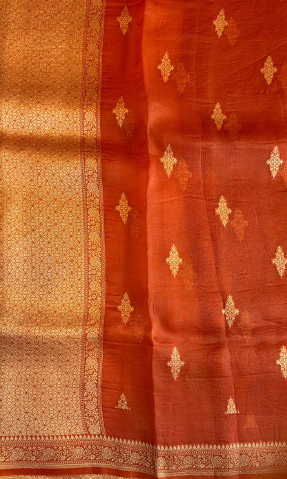 Banarasi lavendor color kora organza saree