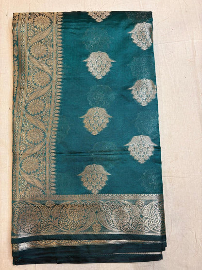 Peacock color Organza Saree