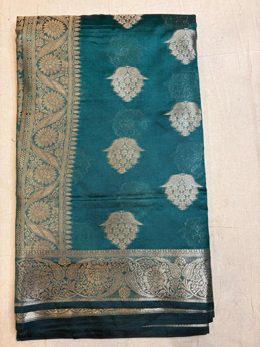 Peacock color Organza Saree