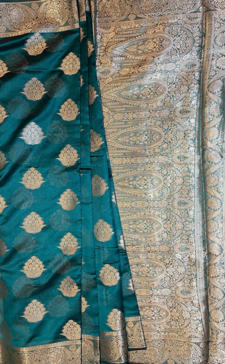 Peacock color Organza Saree