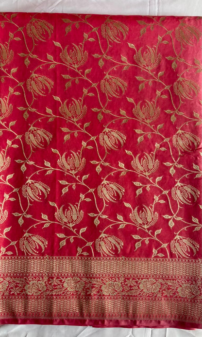 Pink Semi katan silk saree