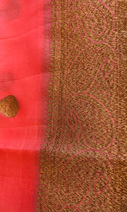 Banarasi pure kora organza pink silk saree
