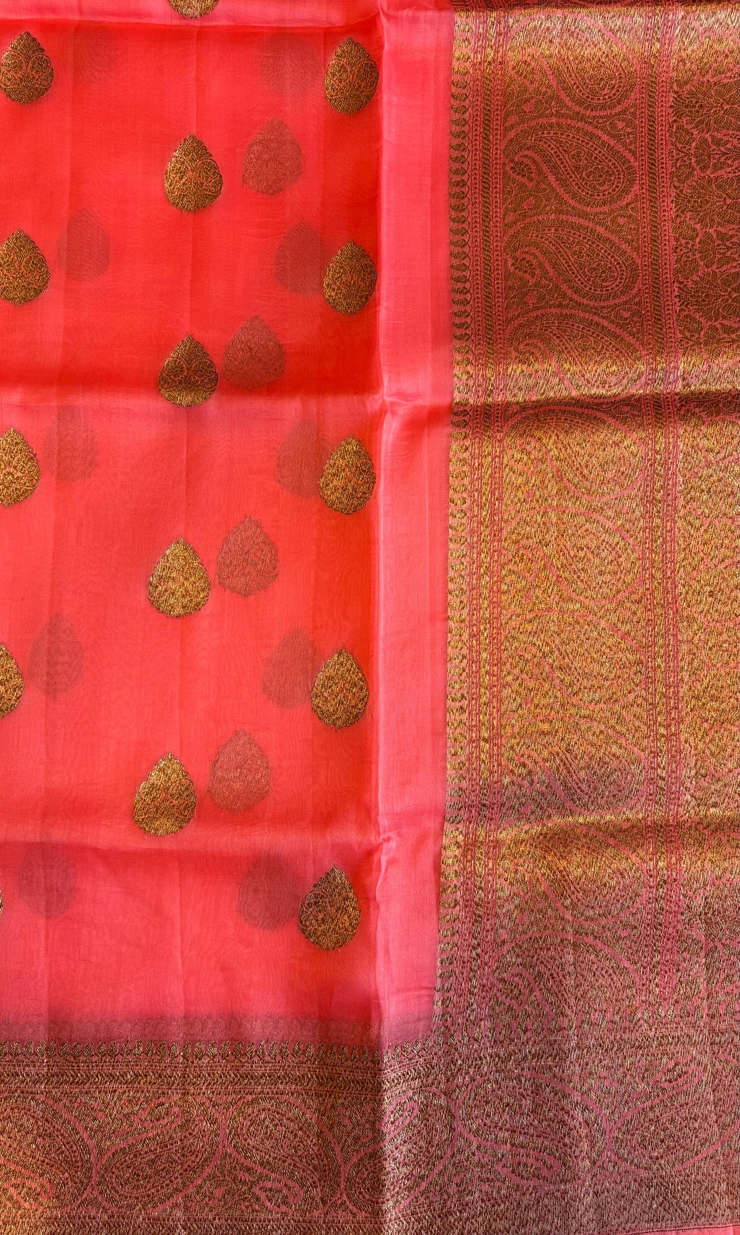 Banarasi pure kora organza pink silk saree