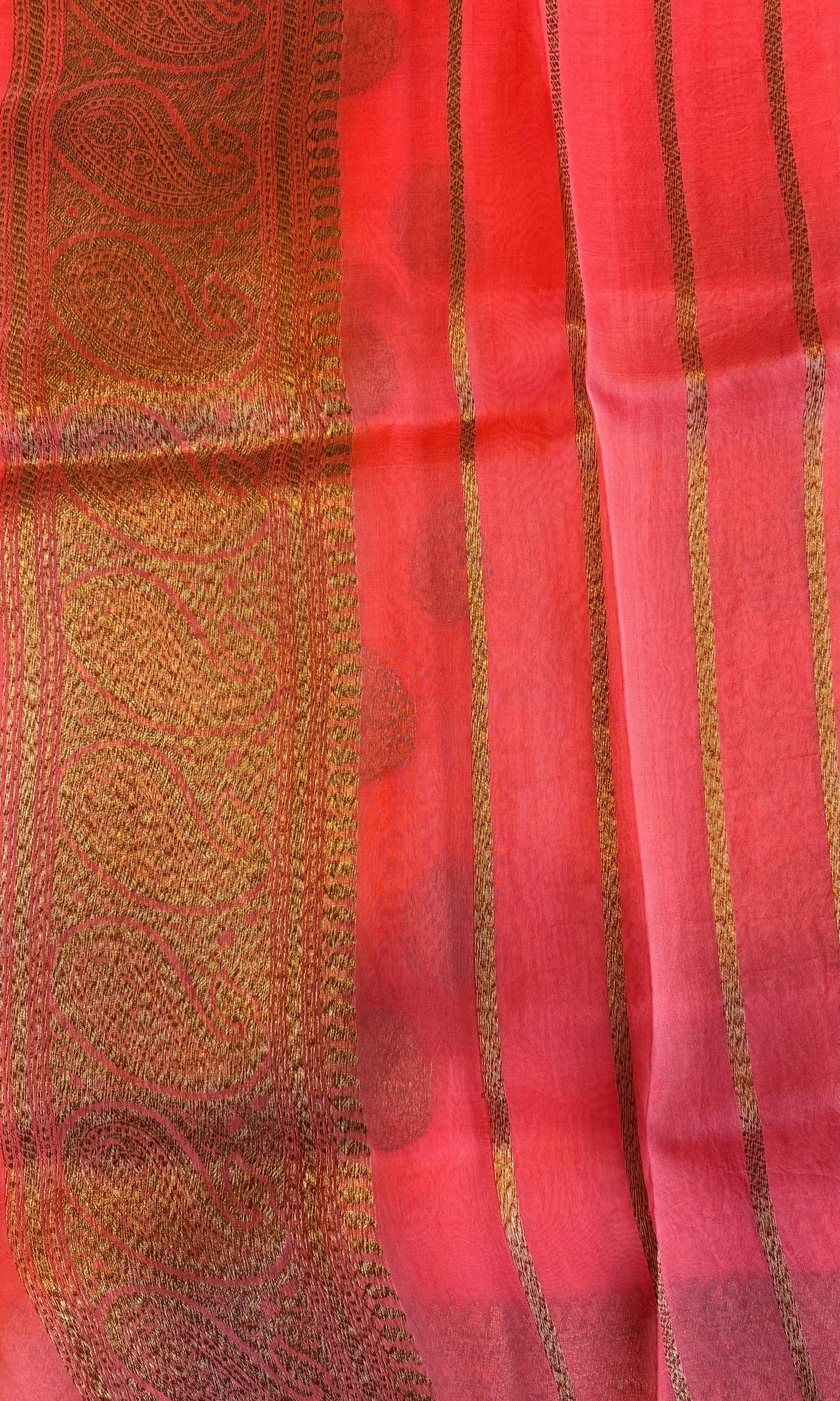 Banarasi pure kora organza pink silk saree