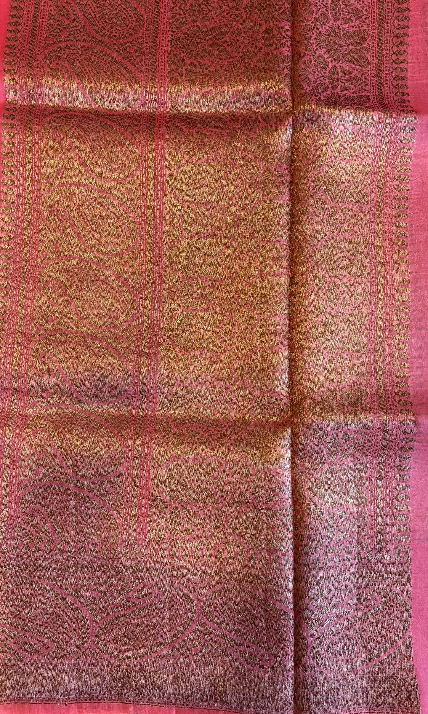 Banarasi pure kora organza pink silk saree