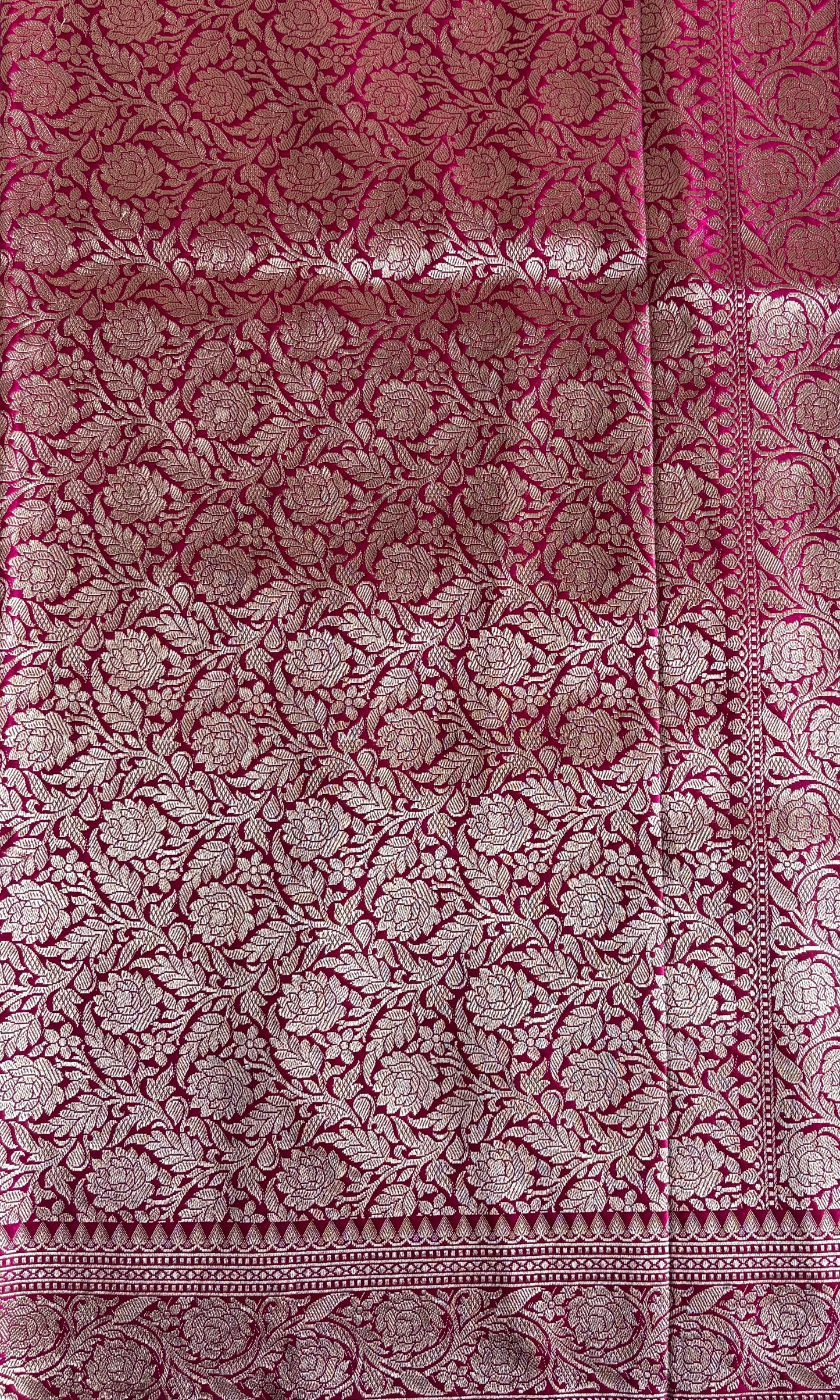 Banarasi pink semi katan silk saree
