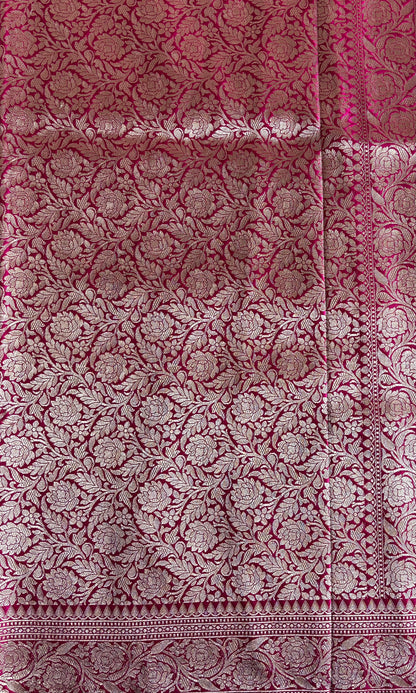 Banarasi pink semi katan silk saree