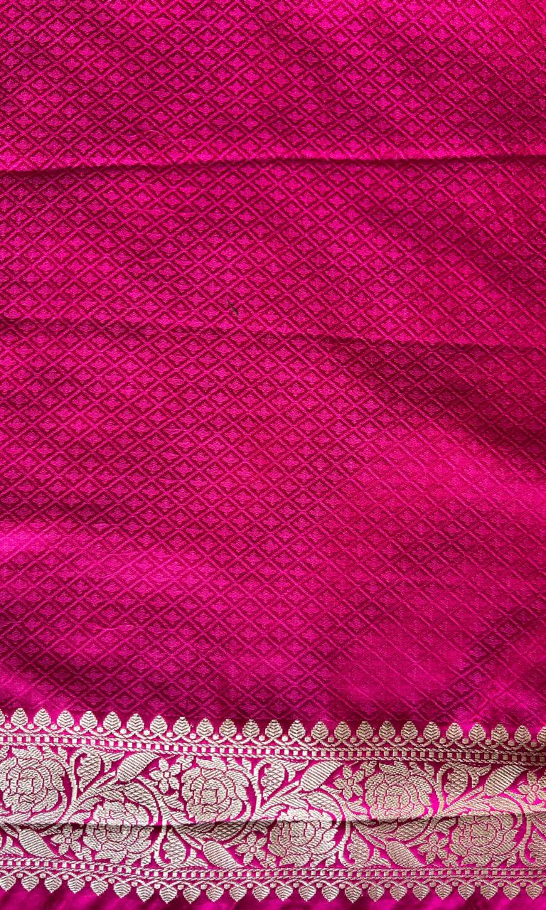 Banarasi pink semi katan silk saree