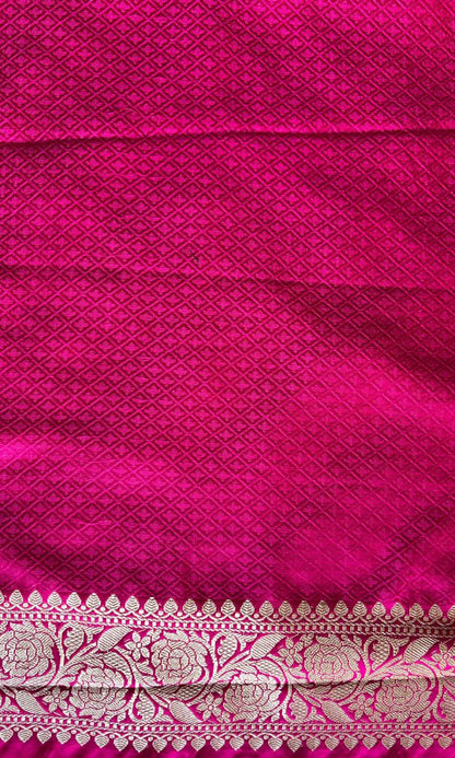 Banarasi pink semi katan silk saree