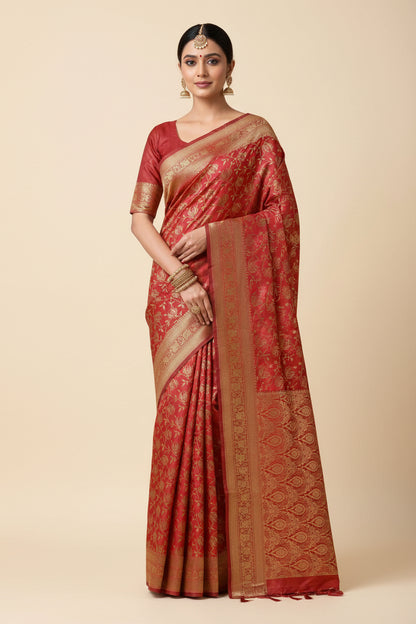 Banarasi red silk saree