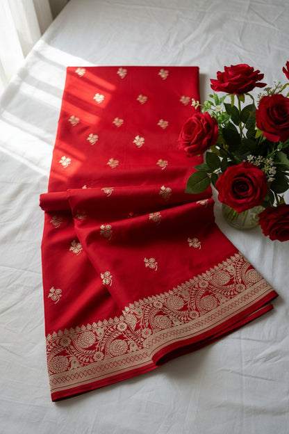 Banaras red mashru silk saree