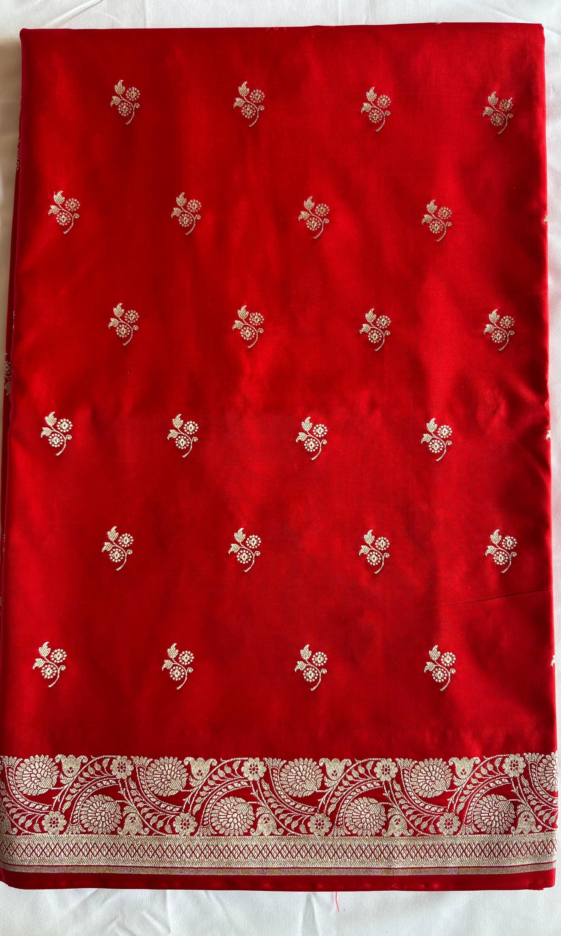 Banaras red mashru silk saree