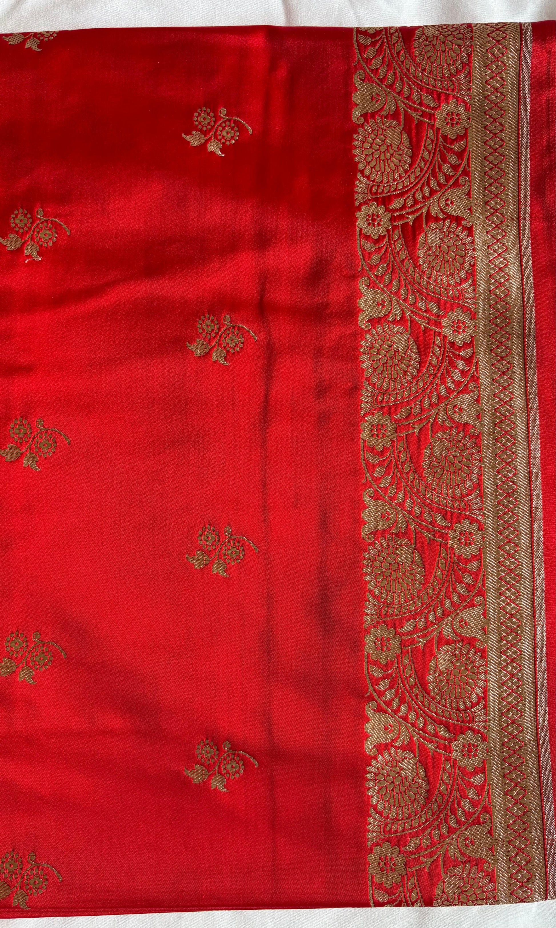 Banaras red mashru silk saree