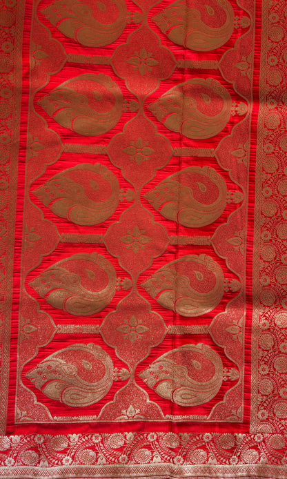 Banaras red mashru silk saree