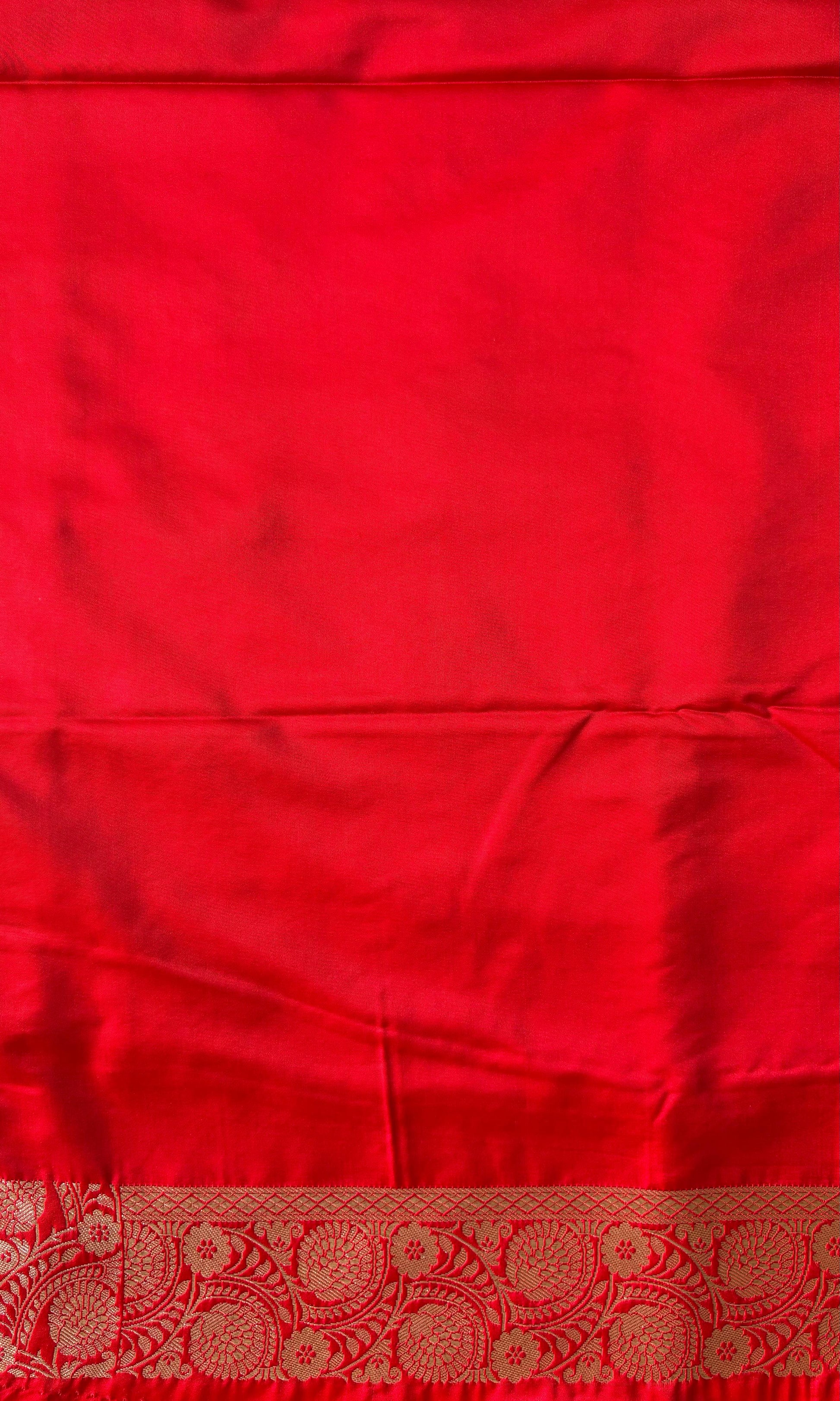 Banaras red mashru silk saree