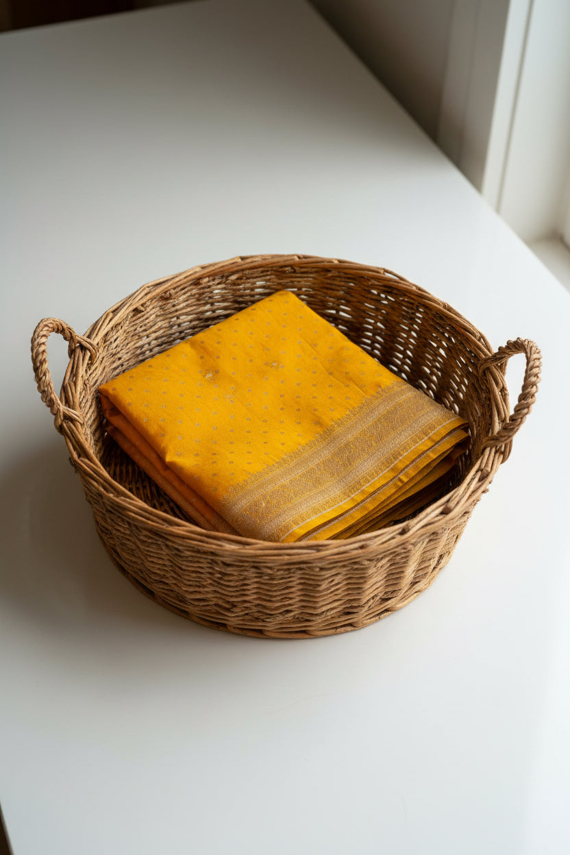 Banarasi yellow mashru silk
