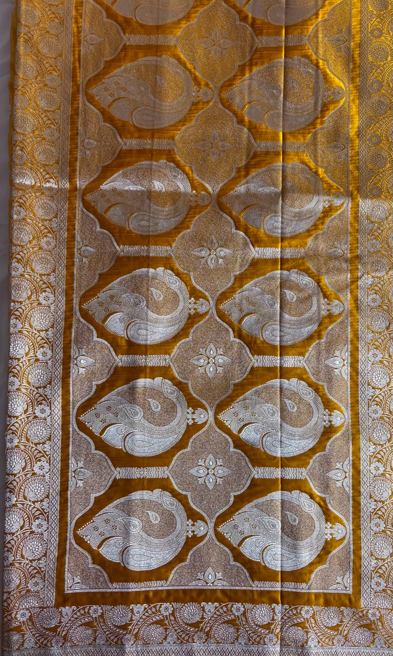 Banarasi yellow silk saree