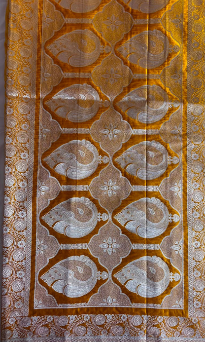 Banarasi yellow silk saree