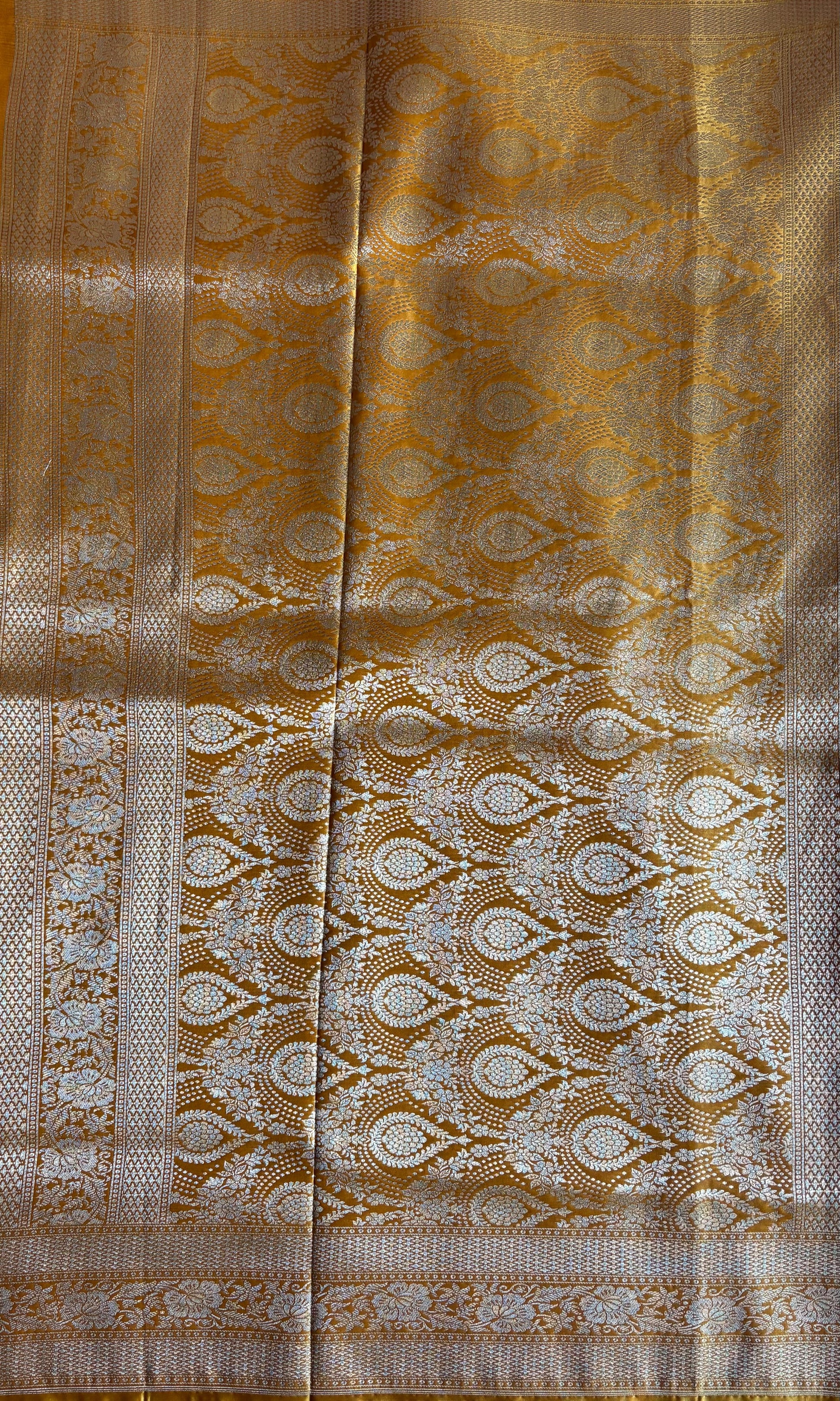 Banarsi yellow silk saree